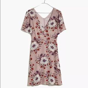 Madewell Mini Dress Painted Blooms Lilac